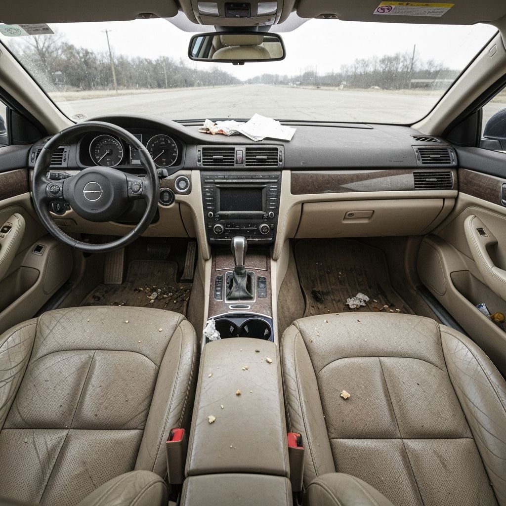 Car interior before detailing